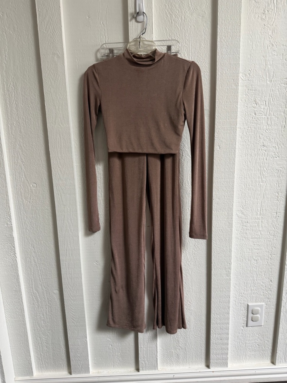 Meshki brown 2 piece set - cropped top and pants - XS